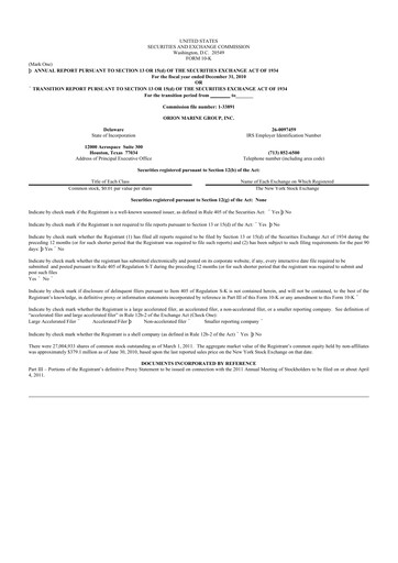 Thumbnail Orion Group Holdings

 10-K Annual Report 