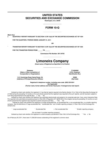 Thumbnail Limoneira
 10-Q Quarterly Report FY 