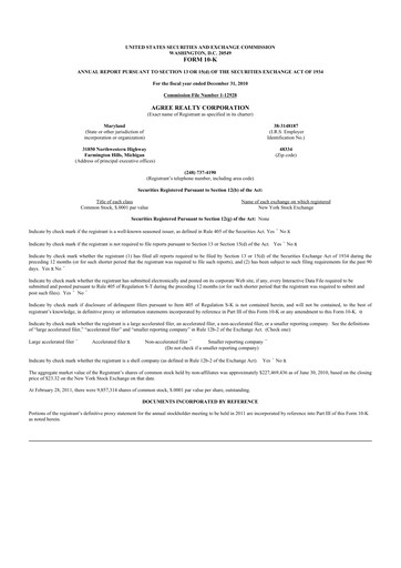 Thumbnail Agree Realty
 10-K Annual Report 