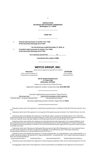 Thumbnail Weyco Group 10-K Annual Report 