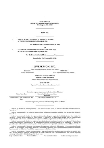 Thumbnail LivePerson 10-K Annual Report 