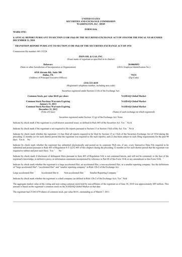Miniature Zion Oil & Gas 10-K Rapport annuel 
