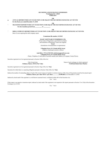 Vorschaubild Magic Software 20-F Jahresbericht 