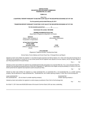 Miniature Oramed Pharmaceuticals 10-Q Rapport trimestriel  