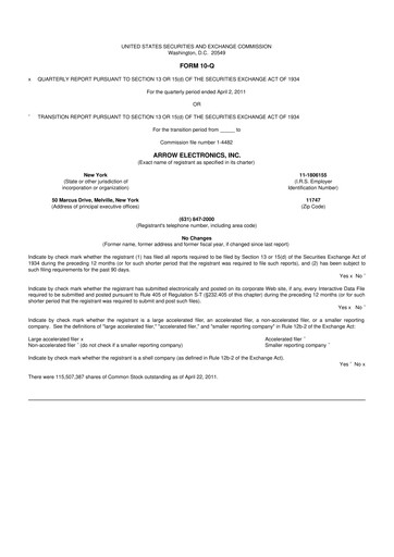 Thumbnail Arrow Electronics
 10-Q Quarterly Report FY2011 