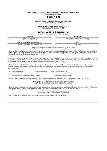 Thumbnail Dana Incorporated 10-Q Quarterly Report FY2011 