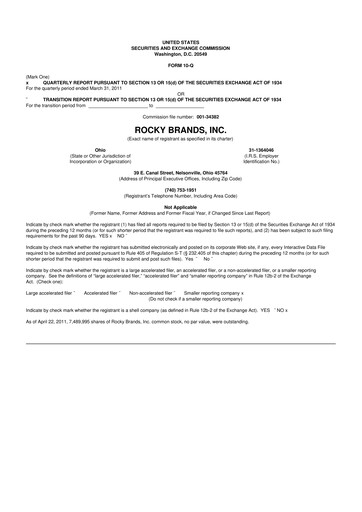 Thumbnail Rocky Brands 10-Q Quarterly Report FY 