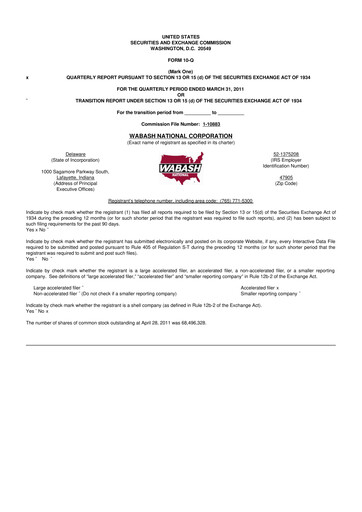 Thumbnail Wabash National
 10-Q Quarterly Report FY 