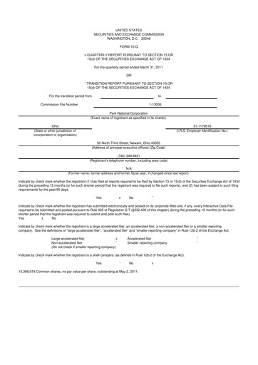 Thumbnail Park National Corp 10-Q Quarterly Report FY2011 