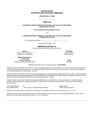 Thumbnail Emerson 10-Q Quarterly Report FY2011 