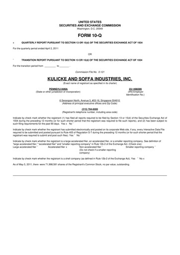 Vorschaubild Kulicke and Soffa Industries 10-Q Quartalsbericht  