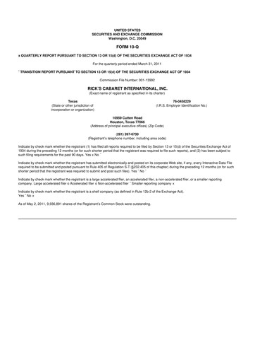 Thumbnail RCI Hospitality Holdings 10-Q Quarterly Report FY 