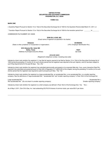 Thumbnail Zion Oil & Gas 10-Q Quarterly Report FY 