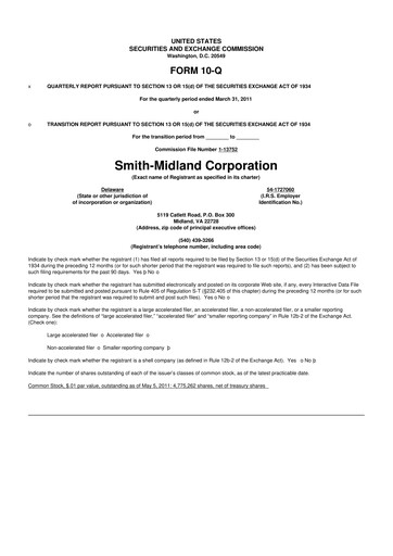 Thumbnail Smith-Midland Corporation 10-Q Quarterly Report FY 