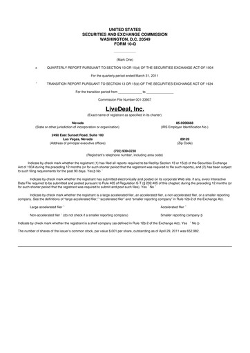 Thumbnail Live Ventures 10-Q Quarterly Report FY 