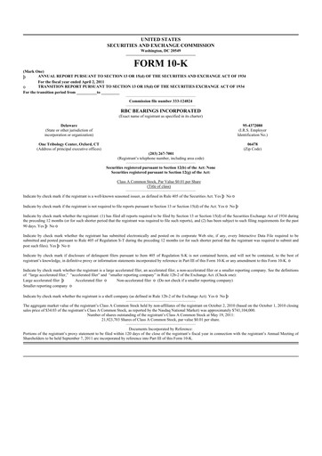 Thumbnail RBC Bearings 10-K Annual Report 2011