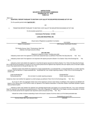 Thumbnail Lakeland Industries
 10-Q Quarterly Report FY 