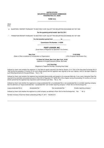 Thumbnail Foot Locker
 10-Q Quarterly Report FY2011 