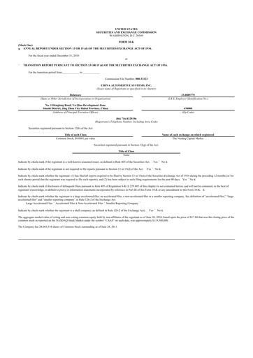Thumbnail China Automotive Systems 10-K Annual Report 