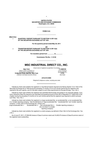 Thumbnail MSC Industrial Direct 10-Q Quarterly Report FY2011 