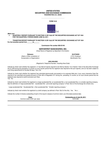 Vorschaubild ServisFirst Bancshares 10-Q Quartalsbericht 2011 