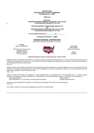 Thumbnail Wabash National
 10-Q Quarterly Report FY2011 