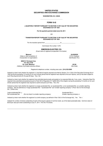 Thumbnail Emerson 10-Q Quarterly Report FY2011 