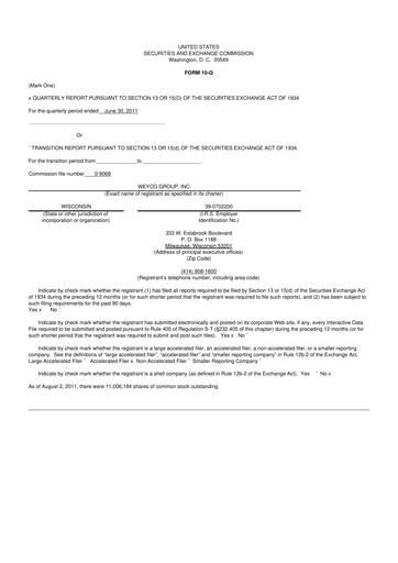 Thumbnail Weyco Group 10-Q Quarterly Report FY2011 