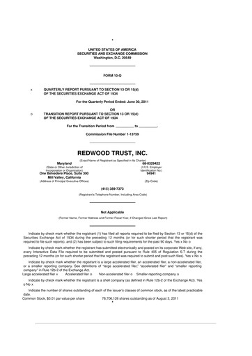 Vorschaubild Redwood Trust 10-Q Quartalsbericht 2011 