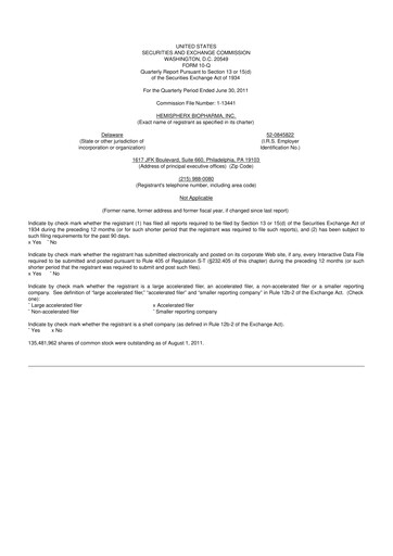 Thumbnail AIM ImmunoTech
 10-Q Quarterly Report FY2011 