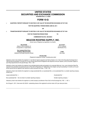 Vorschaubild Beacon Roofing Supply 10-Q Quartalsbericht 2011 