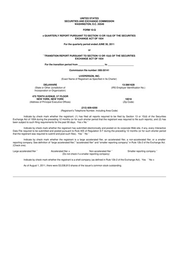 Miniature LivePerson 10-Q Rapport trimestriel 2011 