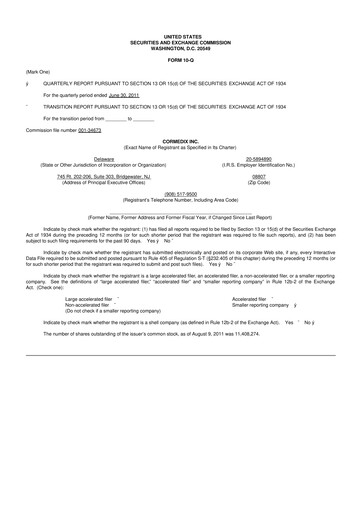 Thumbnail CorMedix 10-Q Quarterly Report FY2011 