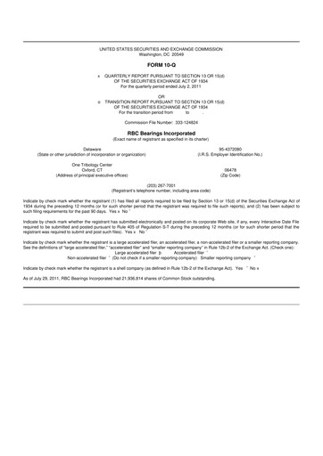 Thumbnail RBC Bearings 10-Q Quarterly Report FY2012 