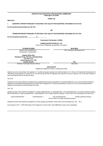 Thumbnail Consolidated Water 10-Q Quarterly Report FY2011 
