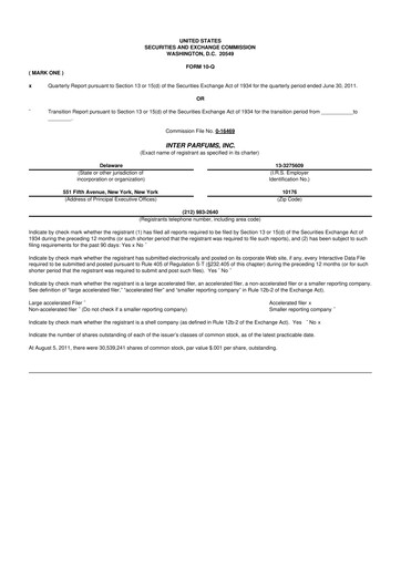 Thumbnail Interparfums 10-Q Quarterly Report FY 