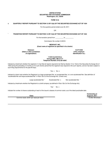 Thumbnail Medifast 10-Q Quarterly Report FY2011 