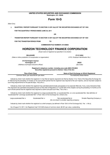 Vorschaubild Horizon Technology Finance 10-Q Quartalsbericht  