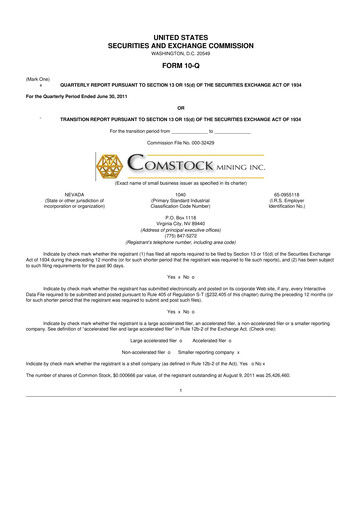 Thumbnail Comstock Inc. 10-Q Quarterly Report FY 
