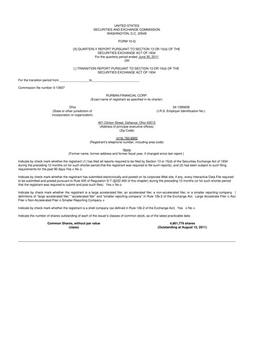 Miniature SB Financial Group 10-Q Rapport trimestriel 2011 