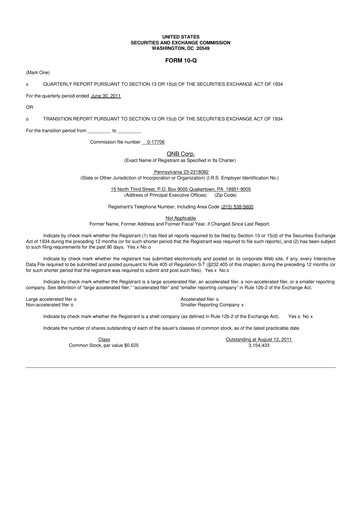 Thumbnail QNB Corp. 10-Q Quarterly Report FY 