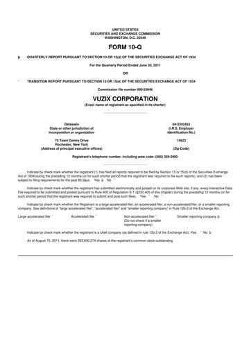 Thumbnail Vuzix
 10-Q Quarterly Report FY2011 