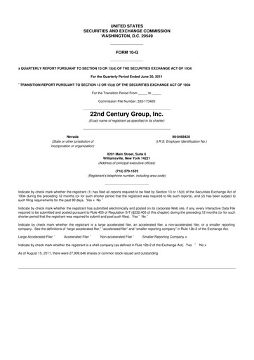 Thumbnail 22nd Century Group
 10-Q Quarterly Report FY 