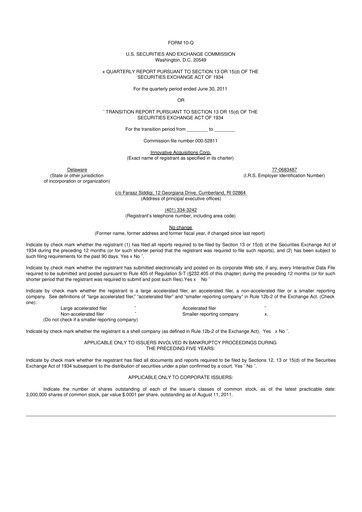 Miniature Puma Biotechnology 10-Q Rapport trimestriel 2011 