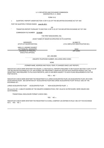 Thumbnail The First Bancshares 10-Q Quarterly Report FY2011 