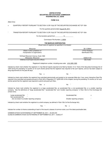 Thumbnail Marcus Corporation
 10-Q Quarterly Report FY2012 