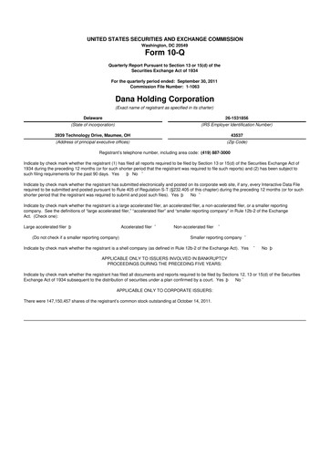 Thumbnail Dana Incorporated 10-Q Quarterly Report FY2011 