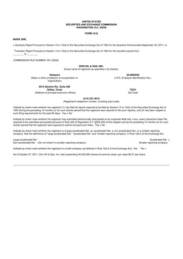 Thumbnail Zion Oil & Gas 10-Q Quarterly Report FY2011 