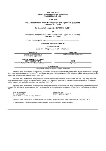 Miniature LivePerson 10-Q Rapport trimestriel 2011 