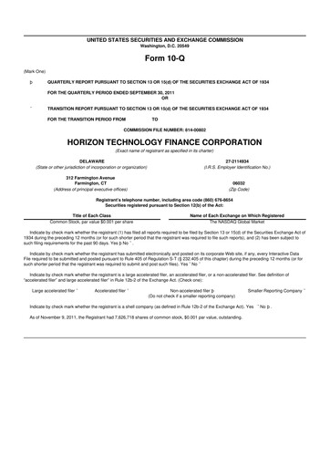 Vorschaubild Horizon Technology Finance 10-Q Quartalsbericht  
